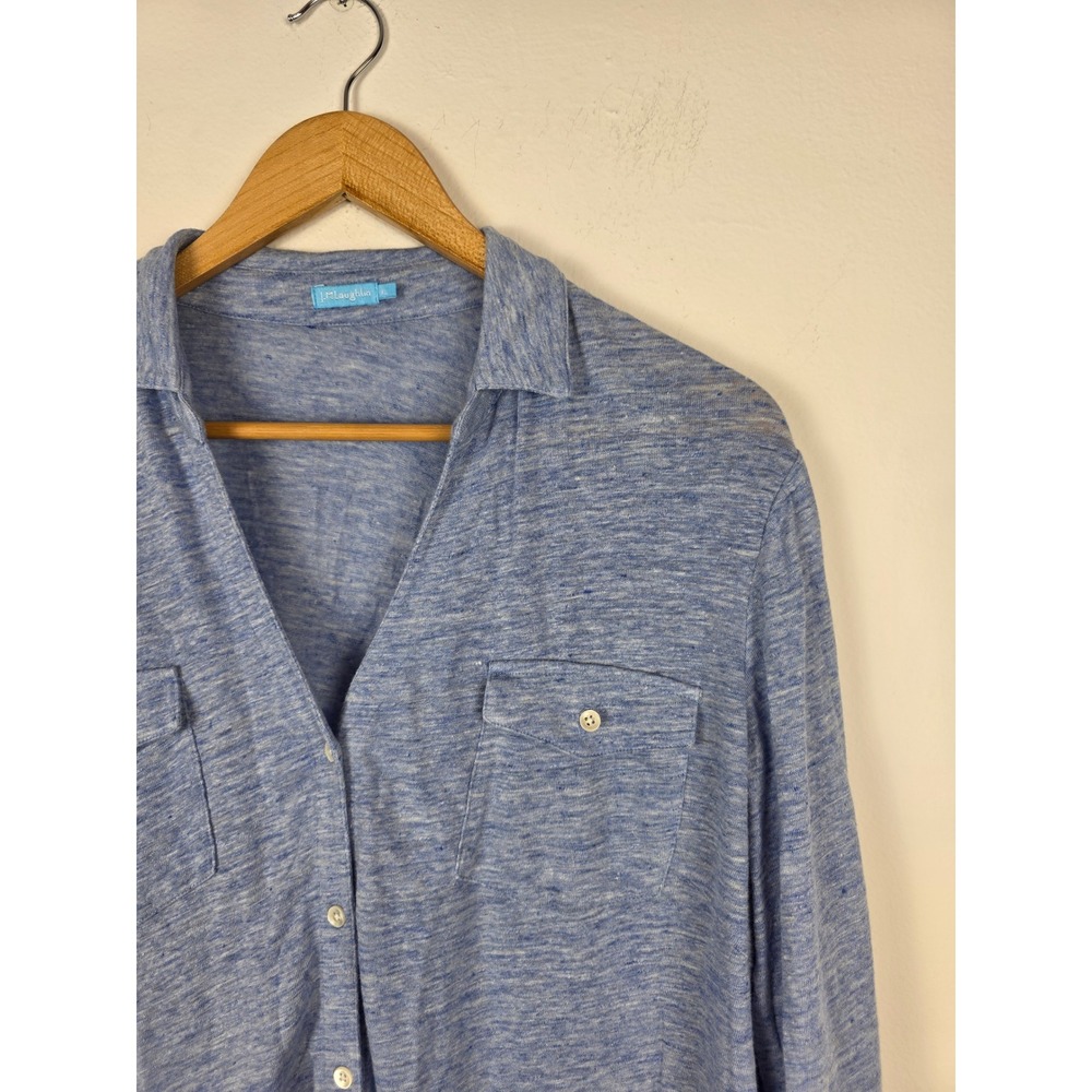 J.McLaughlin Women's Blue Linen Blend Button Down Long Sleeve‎ Top Shirt XL - Picture 3 of 7